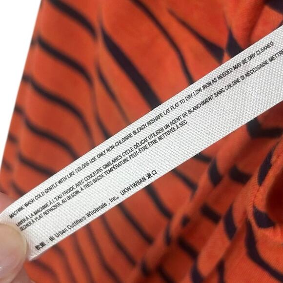 by Anthropologie Orange Navy Stripe Lissa Wide-Leg V Neck Jumpsuit Womens Small - Picture 6 of 8